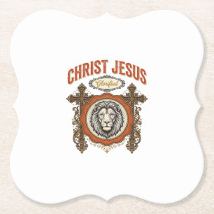 Christus Jezus Vintage Leeuw Geloof Kartonnen Onderzetters