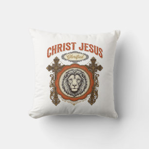 Christus Jezus Vintage Leeuw Geloof Kussen