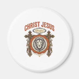 Christus Jezus Vintage Leeuw Geloof Magneet