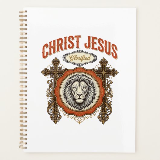 Christus Jezus Vintage Leeuw Geloof Planner (Voorkant)