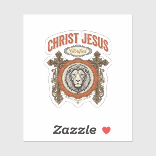 Christus Jezus Vintage Leeuw Geloof Sticker (Vel)
