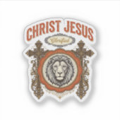 Christus Jezus Vintage Leeuw Geloof Sticker (Voorkant)