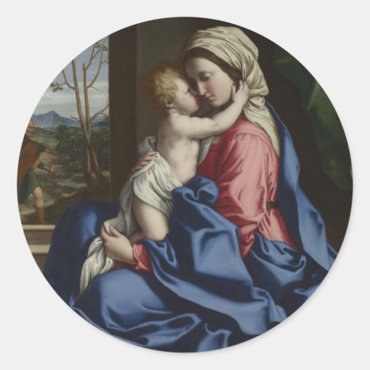 Christus Kind Embrak Zijn moeder Ronde Sticker (Voorkant)
