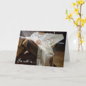 Christus Kind in Barn Manger Kaart (Gele Bloem)