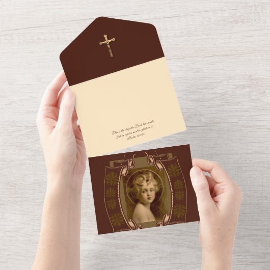  Christus Kind Jezus Religieuze Schrift All In One Uitnodiging (Afscheurbaar)
