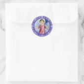 Christus Kind Jezus Wolkt Blauwe Rand Ronde Sticker (Tas)