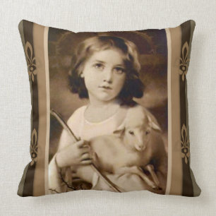  Christus Kind met Lamb en Personeel Kussen
