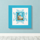  Christus Kind slapen in Manger met Lam Canvas Afdruk (Insitu (Houten vloer))