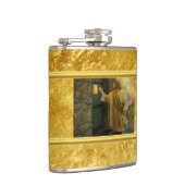 Christus kloppen op een verweerde houten deur goud heupfles (Rechts)