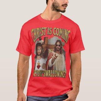 Christus komt, slik je grappige beledigende op t-shirt