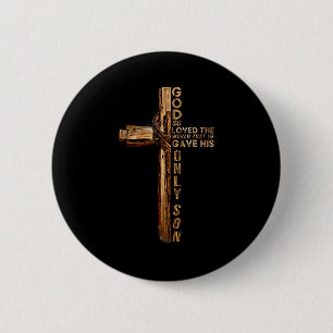 Christus Kruis Christelijk Johannes 3 16 God Zo Lo Ronde Button 5,7 Cm