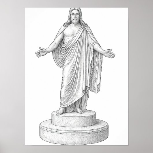Christus Lijn Teken Kunst Poster aan de Wand (Voorkant)