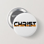 Christus lives in me Black Orange Ronde Button 5,7 Cm (Voorkant /achterkant)