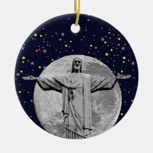 Christus, maan en sterren keramisch ornament (Voorkant)