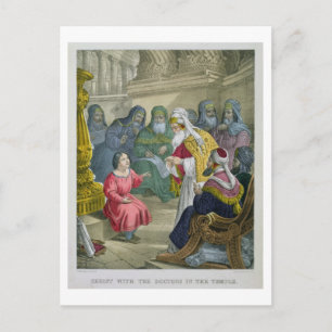 Christus met de Artsen in de tempel, van een bijbe Briefkaart