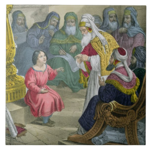 Christus met de Artsen in de tempel, van een bijbe Tegeltje