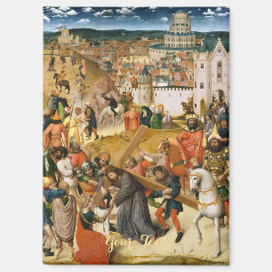 Christus met de  kunstolie van het kruis magneet