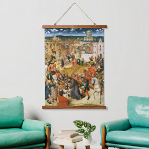 Christus met de  verf van het kruis hangend wandkleed