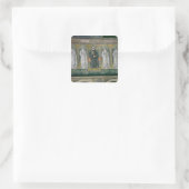 Christus met engelen 2 vierkante sticker (Tas)