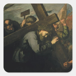 Christus met het kruis, 1635 vierkante sticker