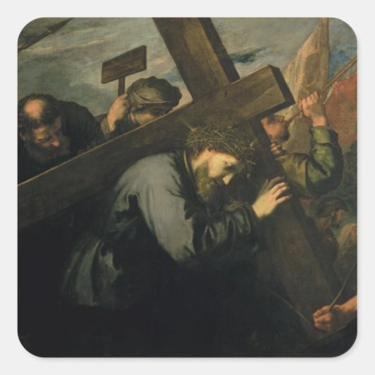 Christus met het kruis, 1635 vierkante sticker (Voorkant)