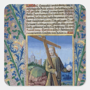 Christus met het Kruis en de baard Vierkante Sticker