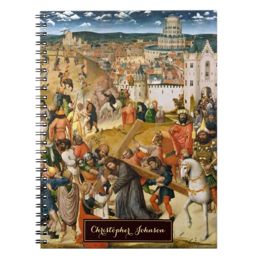 Christus met het kruis  kunst gouden monogram notitieboek (Voorkant)