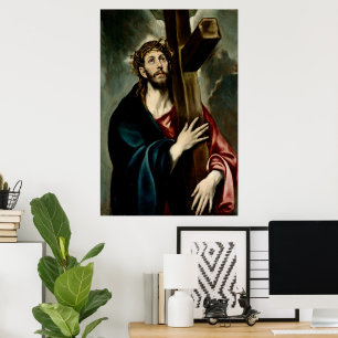 Christus met het Kruis (Licht 1) Poster