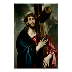 Christus met het Kruis (Licht 1) Poster