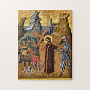 Christus met het kruisorthodoxe Christelijke icoon Legpuzzel