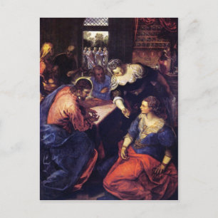 Christus met Mary en Martha van Tintoretto Briefkaart
