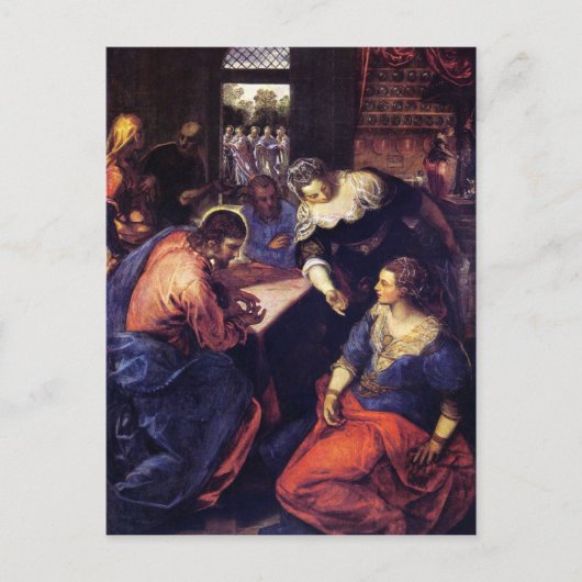 Christus met Mary en Martha van Tintoretto Briefkaart (Voorkant)