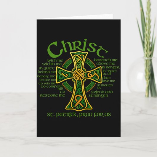 Christus Met Mij Keltisch Kruis St. Patrick Borstp Kaart (Voorkant)