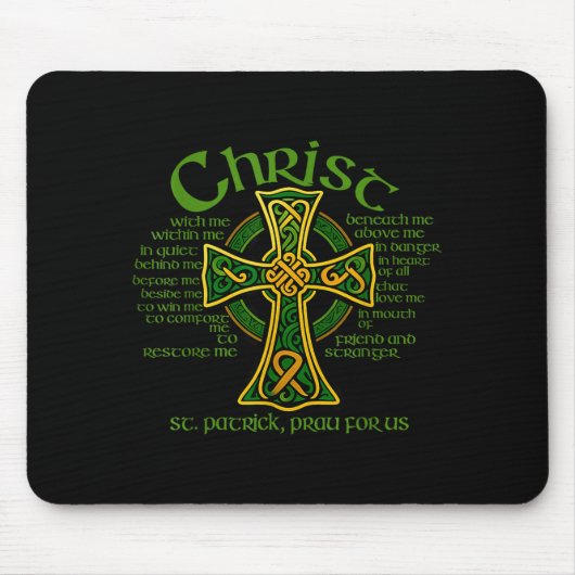 Christus Met Mij Keltisch Kruis St. Patrick Borstp Muismat (Voorkant)