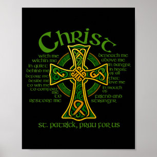 Christus Met Mij Keltisch Kruis St. Patrick Borstp Poster