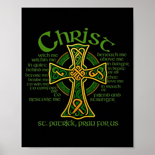 Christus Met Mij Keltisch Kruis St. Patrick Borstp Poster (Voorkant)