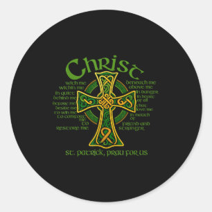 Christus Met Mij Keltisch Kruis St. Patrick Borstp Ronde Sticker