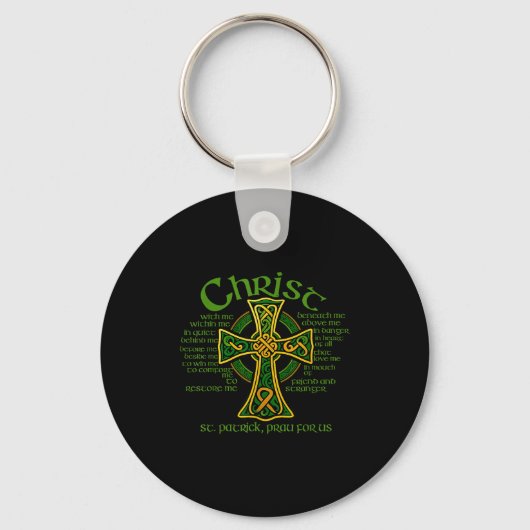 Christus Met Mij Keltisch Kruis St. Patrick Borstp Sleutelhanger (Voorkant)