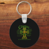 Christus Met Mij Keltisch Kruis St. Patrick Borstp Sleutelhanger (Voorkant)