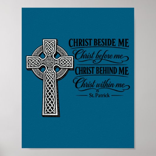 Christus naast – St. Patrick Keltisch kruis voorCh Poster (Voorkant)