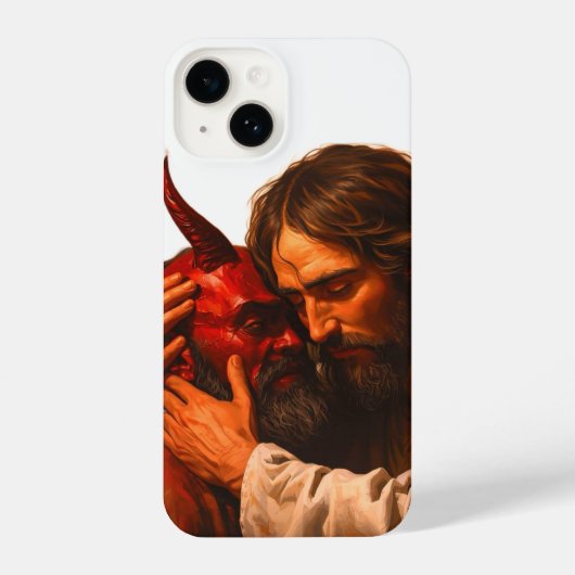 Christus omhelst Lucifer iPhone Hoesje (Achterkant)