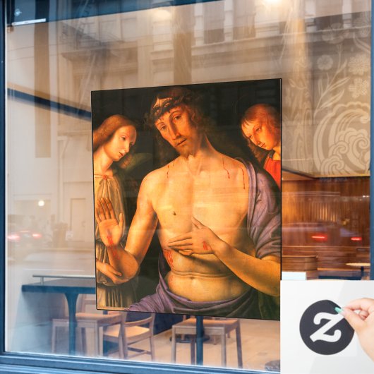 Christus Ondersteund door Two Angels Giovanni Sant Raamsticker (Cafe Raam)