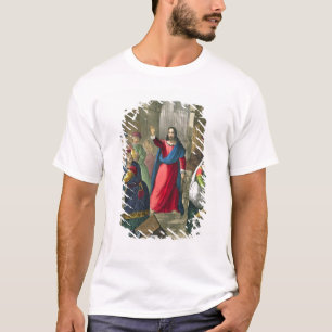 Christus ontruimt de tempel, van een bijbel bedruk t-shirt