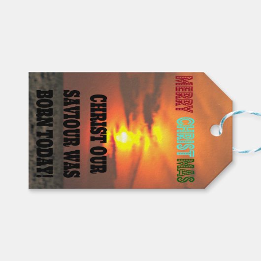 Christus Onze redder is vandaag geboren Cadeaulabel (Voorkant (Horizontaal))