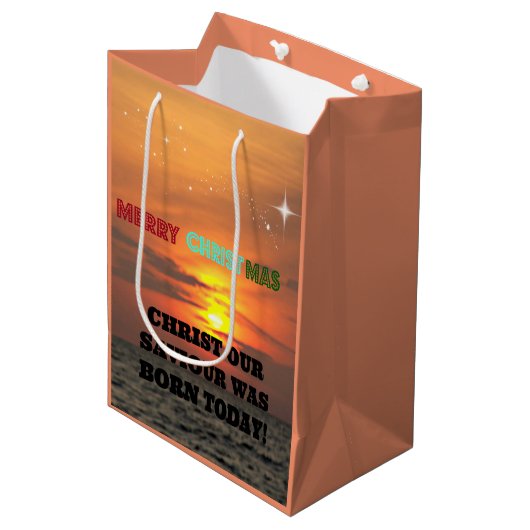 Christus Onze redder is vandaag geboren Medium Cadeauzakje (Voorkant Gekanteld)