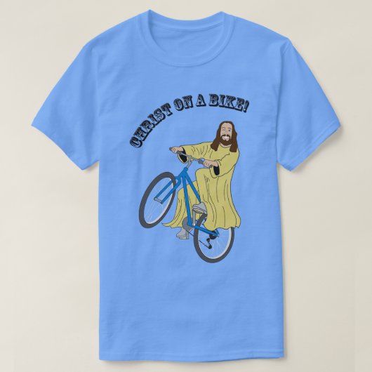 Christus op een fiets t-shirt (Design voorkant)