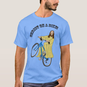 Christus op een fiets t-shirt