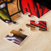 Christus op het Glas in lood van het kruis Legpuzzel (Zijkant)