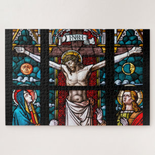 Christus op het Glas in lood van het kruis Legpuzzel