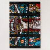 Christus op het Glas in lood van het kruis Legpuzzel (Verticaal)